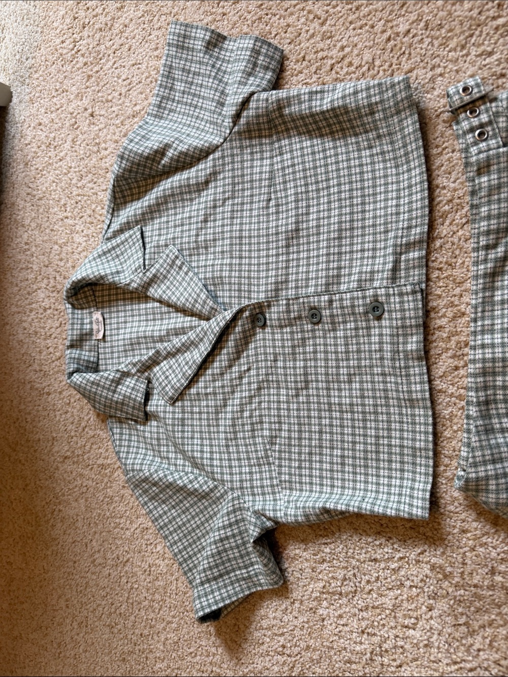 Plaid Two-Piece Skirt Set in Sage Green - Picture 3 of 4